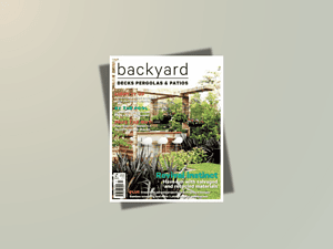 Backyard Decks, Pergolas and Patios Magazine cover, July 2017, featuring Paal Grants Hawthorn Residence – a sculptural garden built around a circular pool.