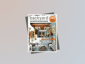 Backyard Outdoor Entertaining Magazine cover, Edition 8 (2016), featuring two Paal Grant projects – Albert Park Rooftop and the Gold Medal Wave Garden.